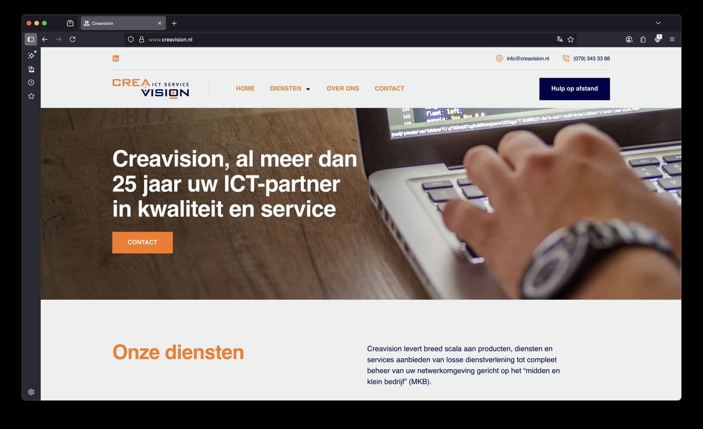 Website van Creavision, gebouwd door Mark ICT
