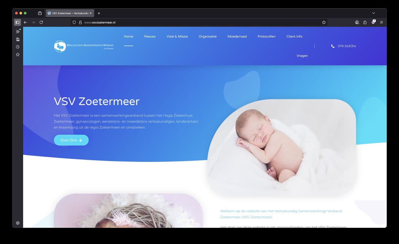 Website van VSV Zoetermeer, gebouwd door Mark ICT